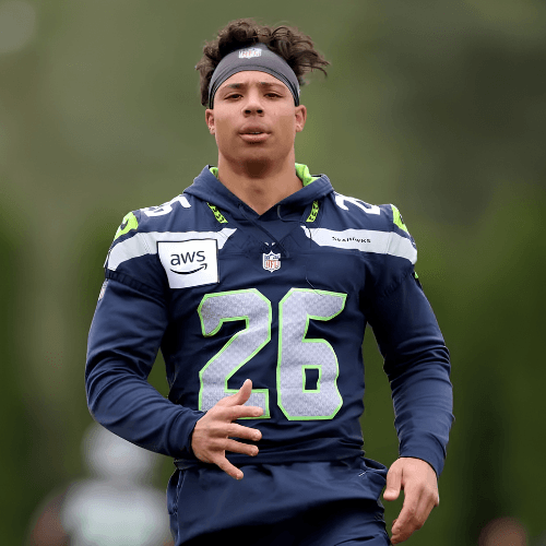 Zach Charbonnet running at Seattle Seahawks training camp