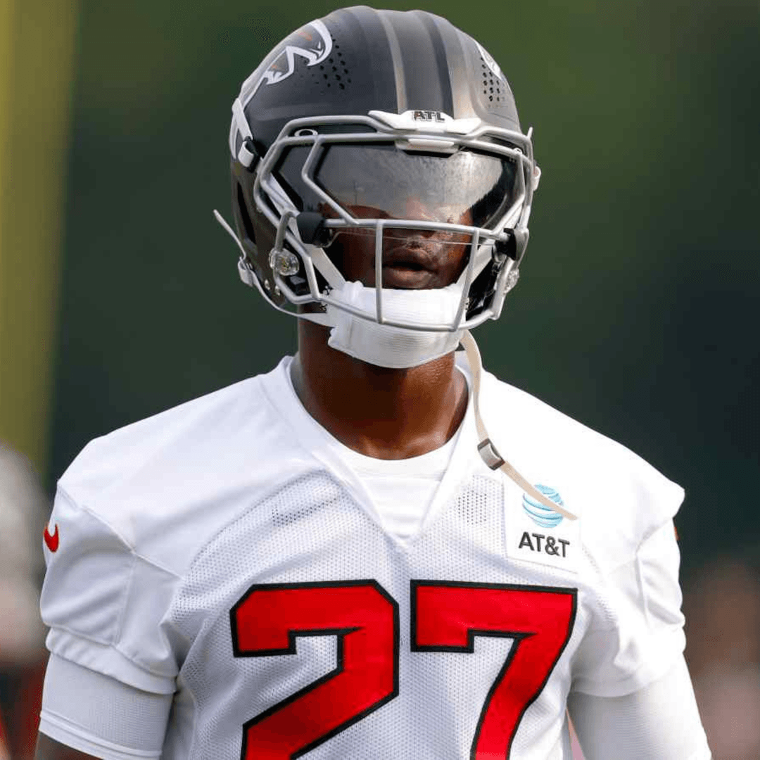 James Pearce Jr. in an Atlanta Falcons practice uniform