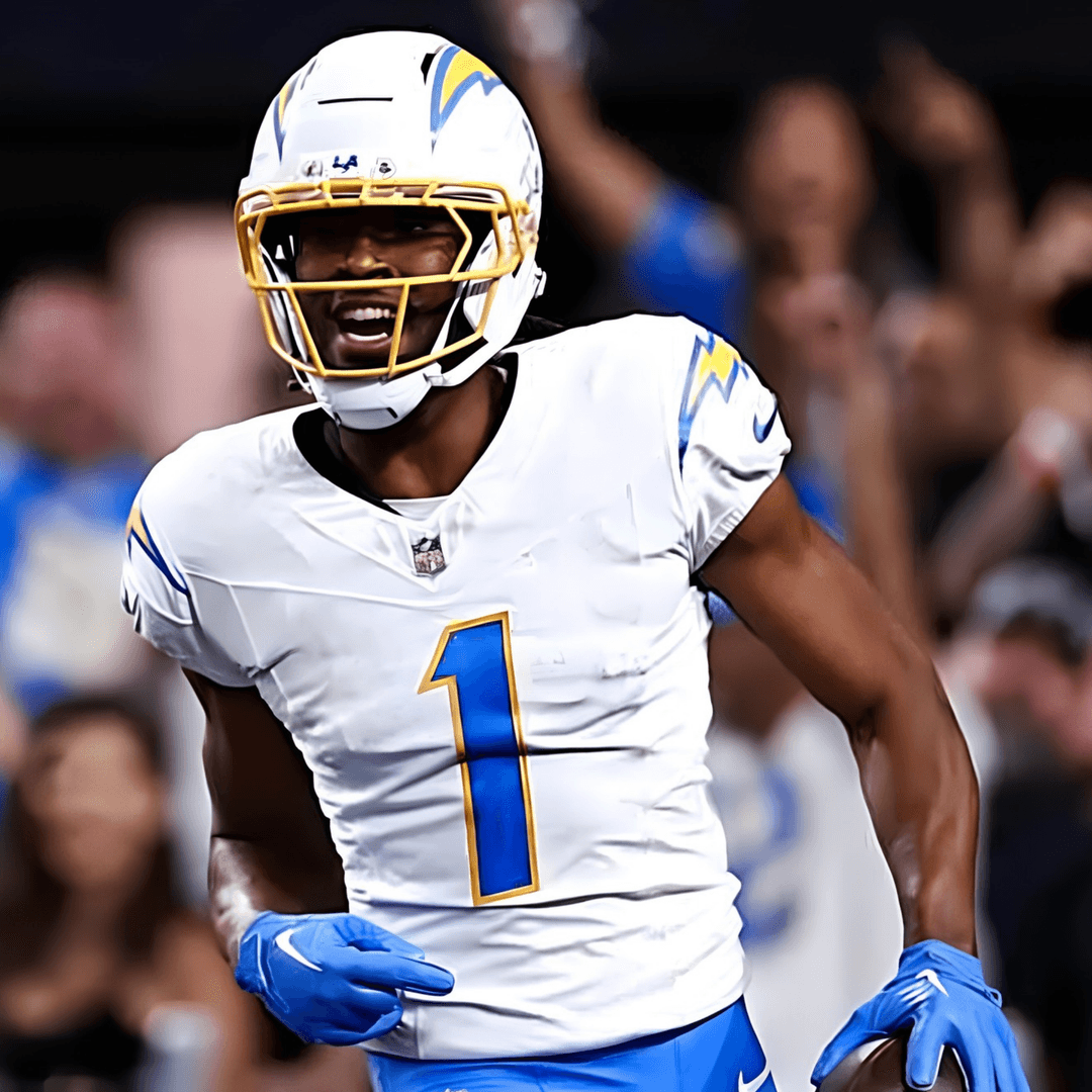 Quentin Johnston in a Los Angeles Chargers uniform