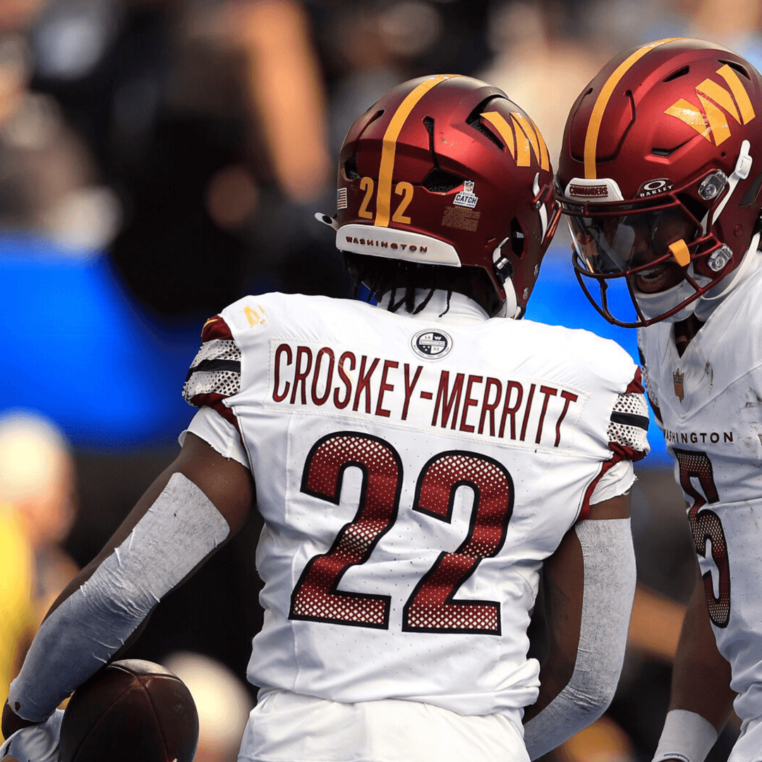 Jacory Croskey-Merritt in a Washington Commanders uniform