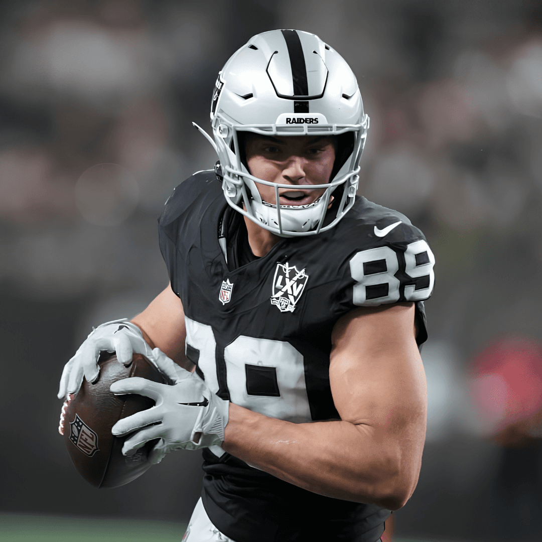 Brock Bowers in a Las Vegas Raiders uniform